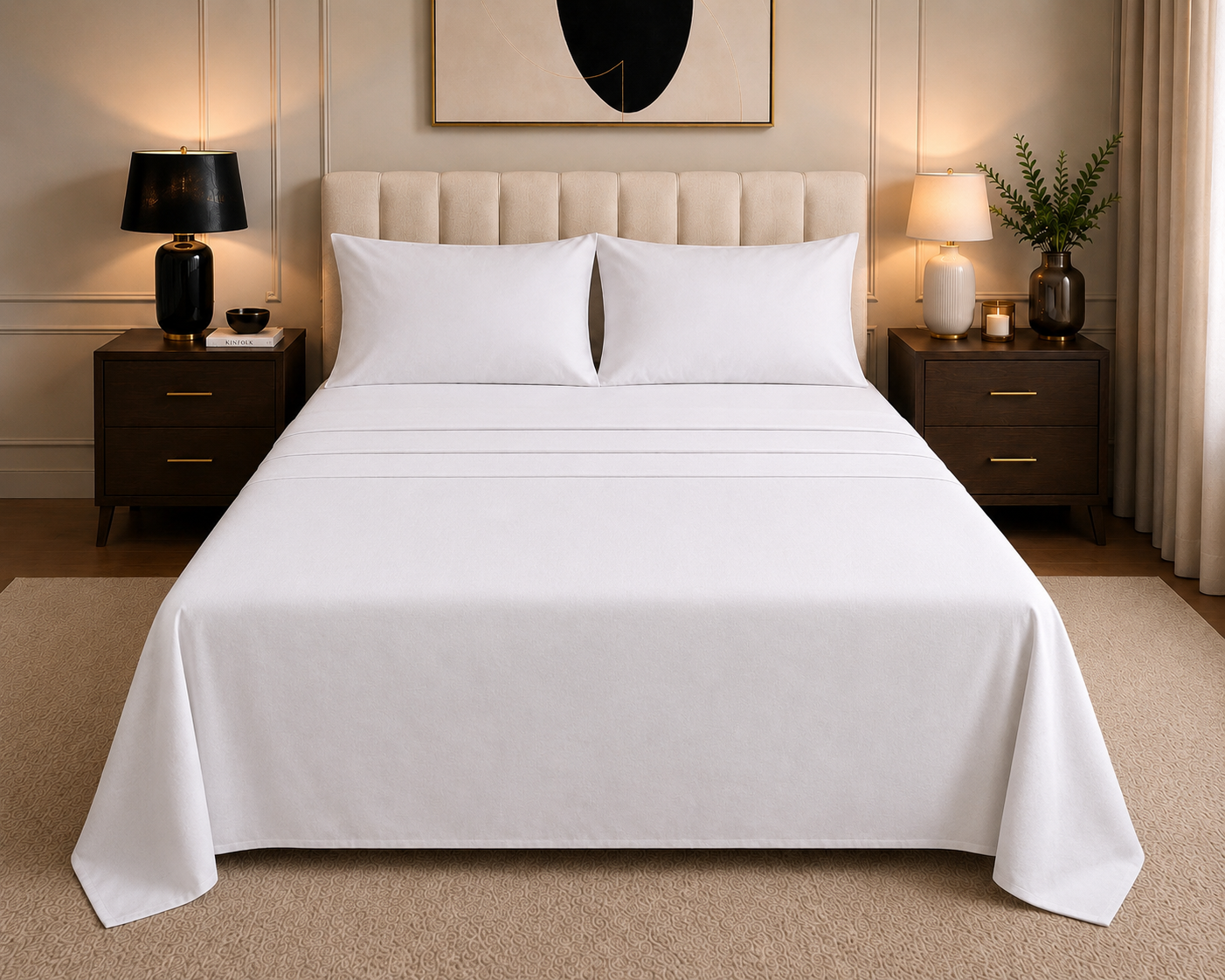 Khawab Home 4 PCS White Sheet Set