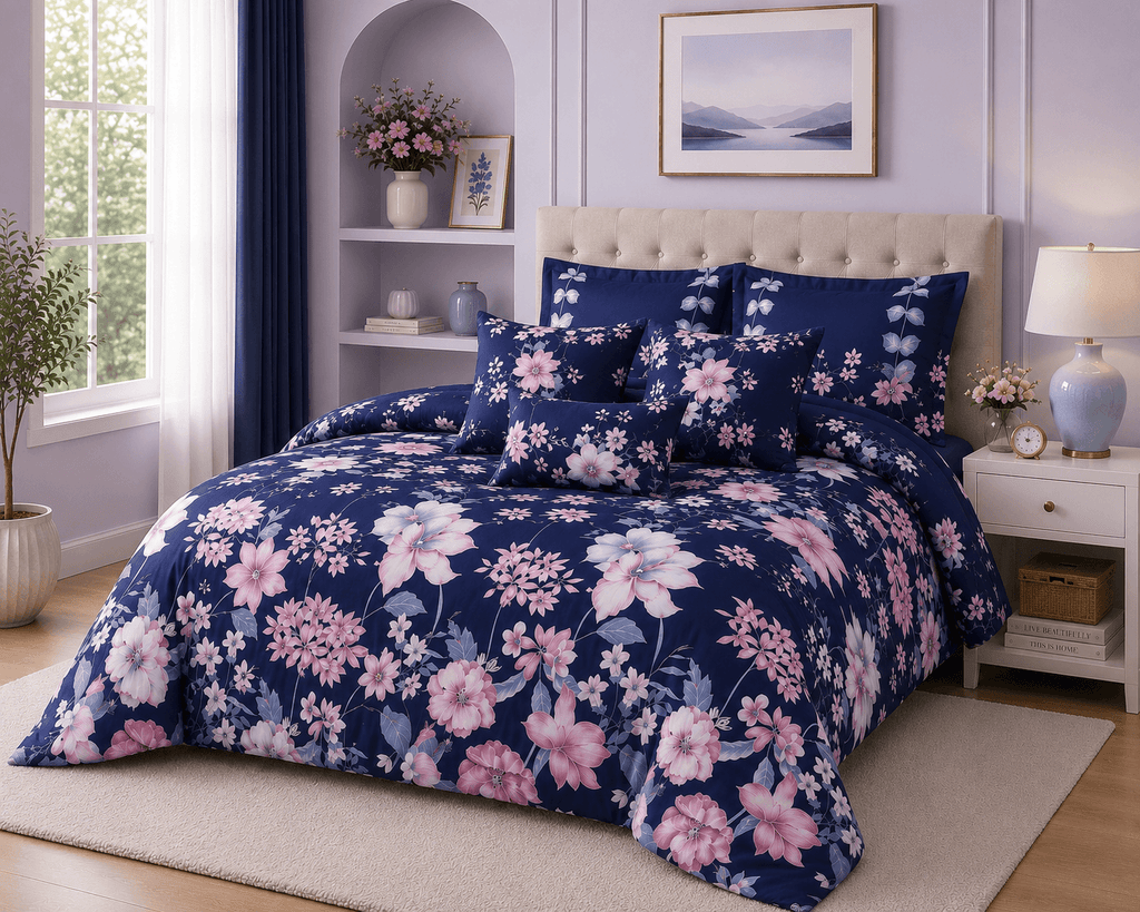 Midnight Blossom 7-Piece Comforter Set — Queen (Hotel-Soft Microfiber That Won't Pill)