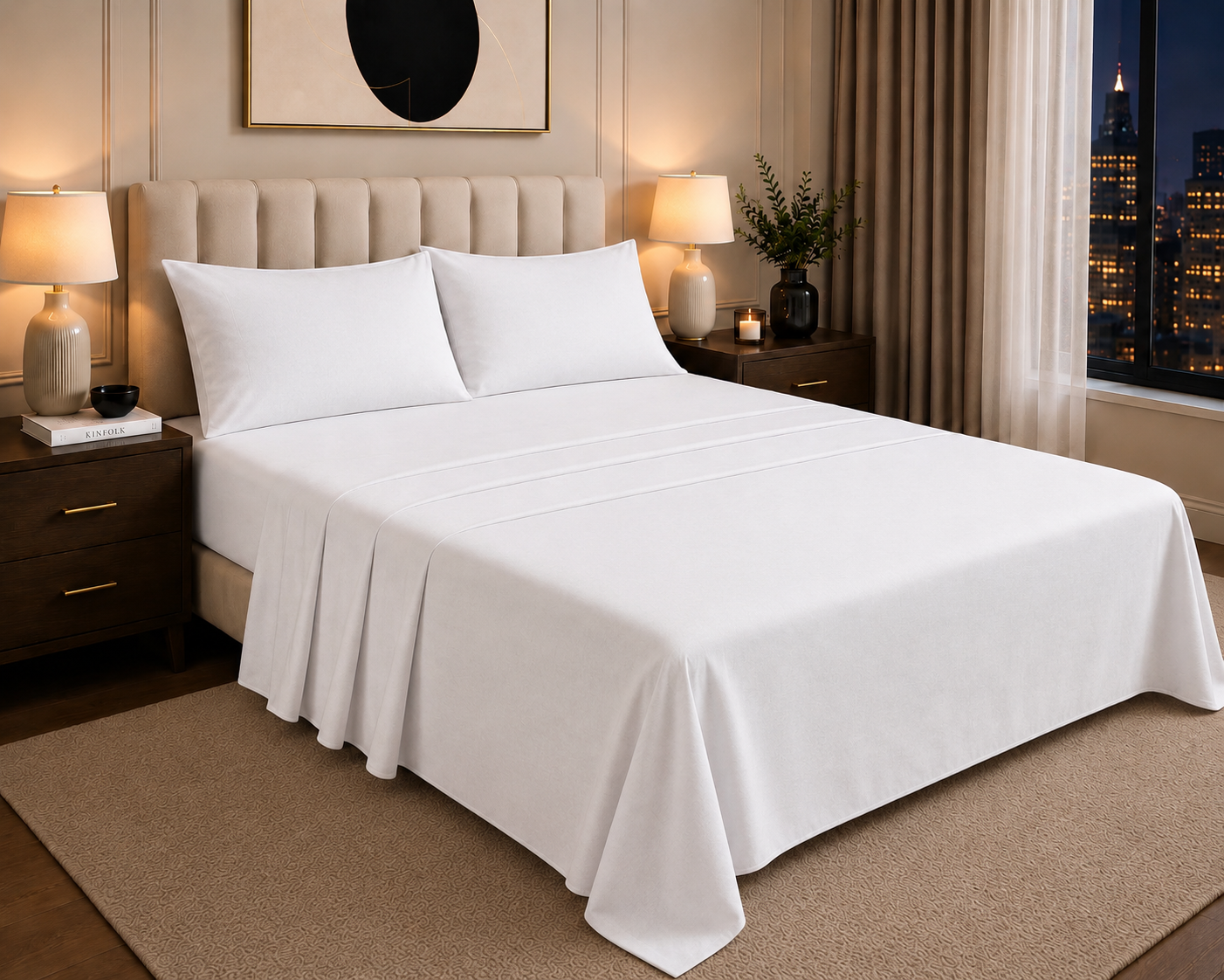Khawab Home 4 PCS White Sheet Set