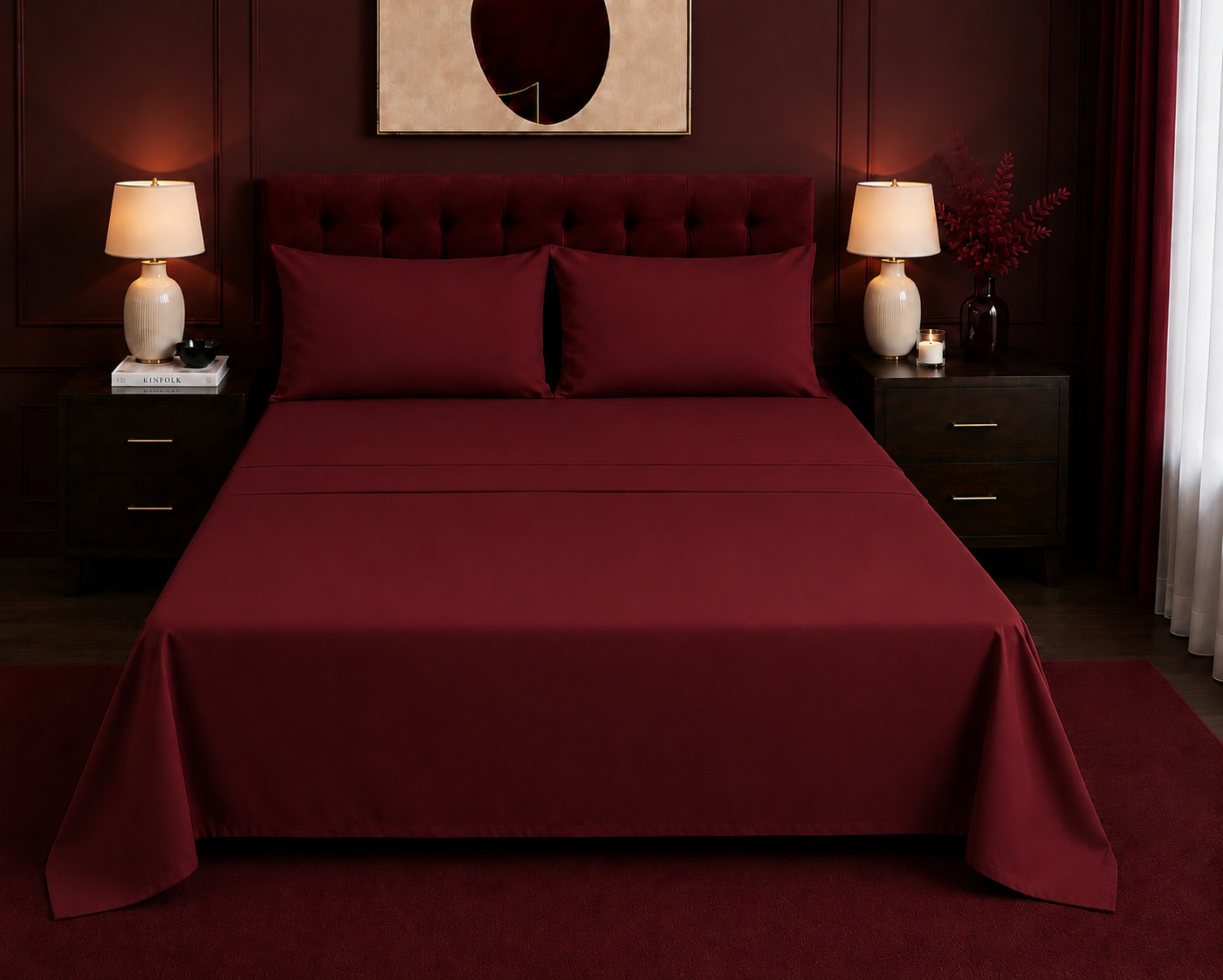 Khawab Home 4 PCS Burgundy Sheet Set
