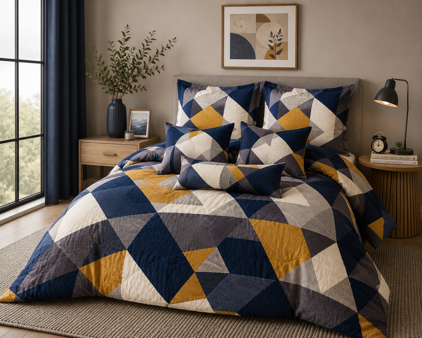Modern Geometric 7 Piece Comforter Set