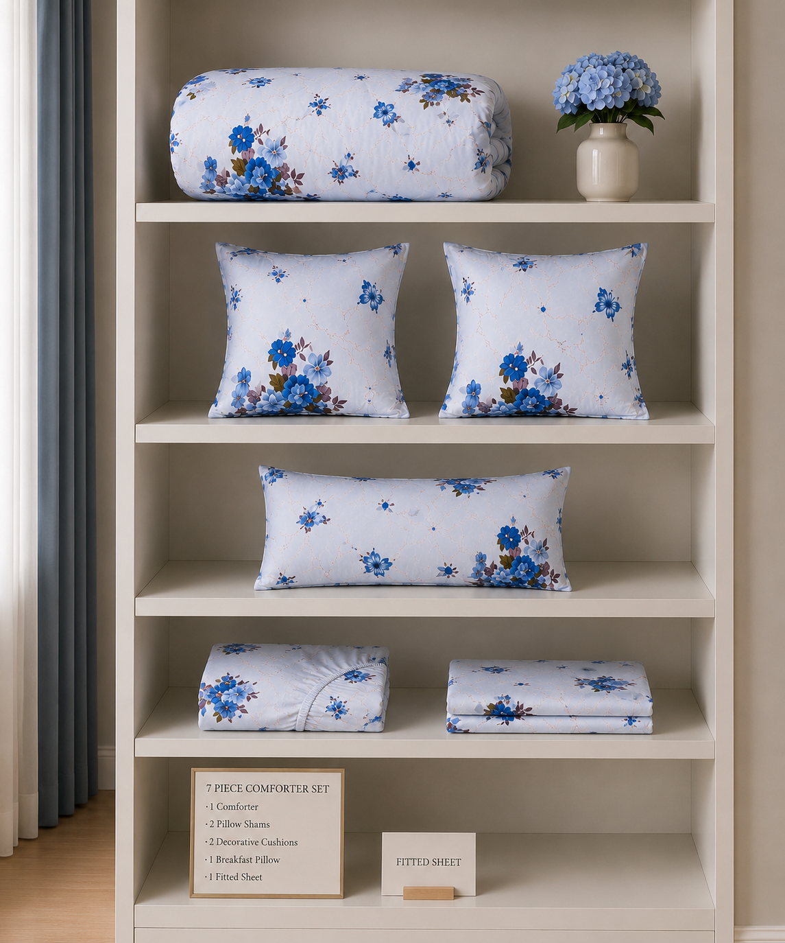 Blue Blossom 7 Piece Comforter Set