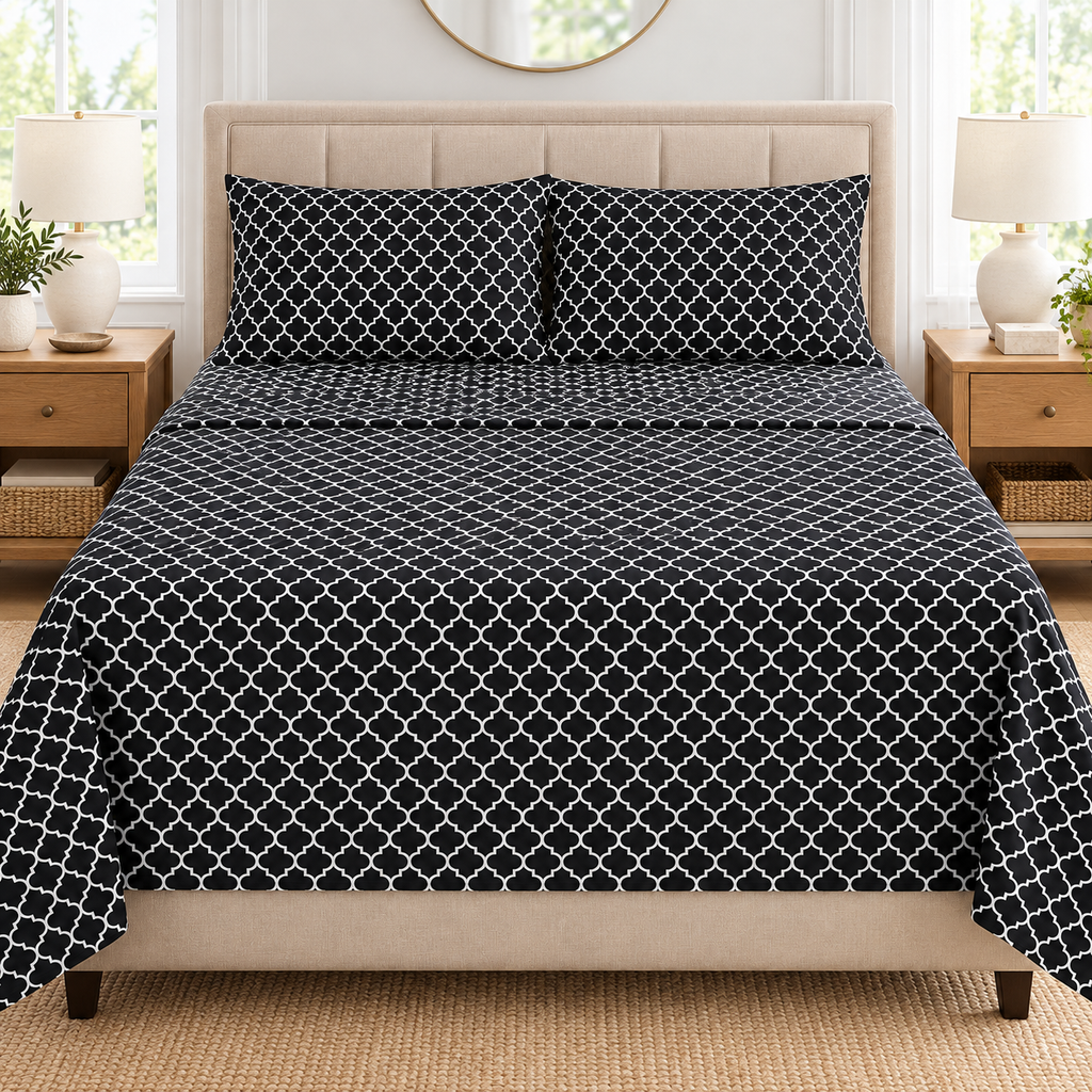 Black Trellis Bedsheet Set