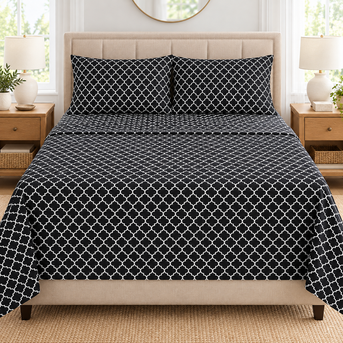 Black Trellis Bedsheet Set