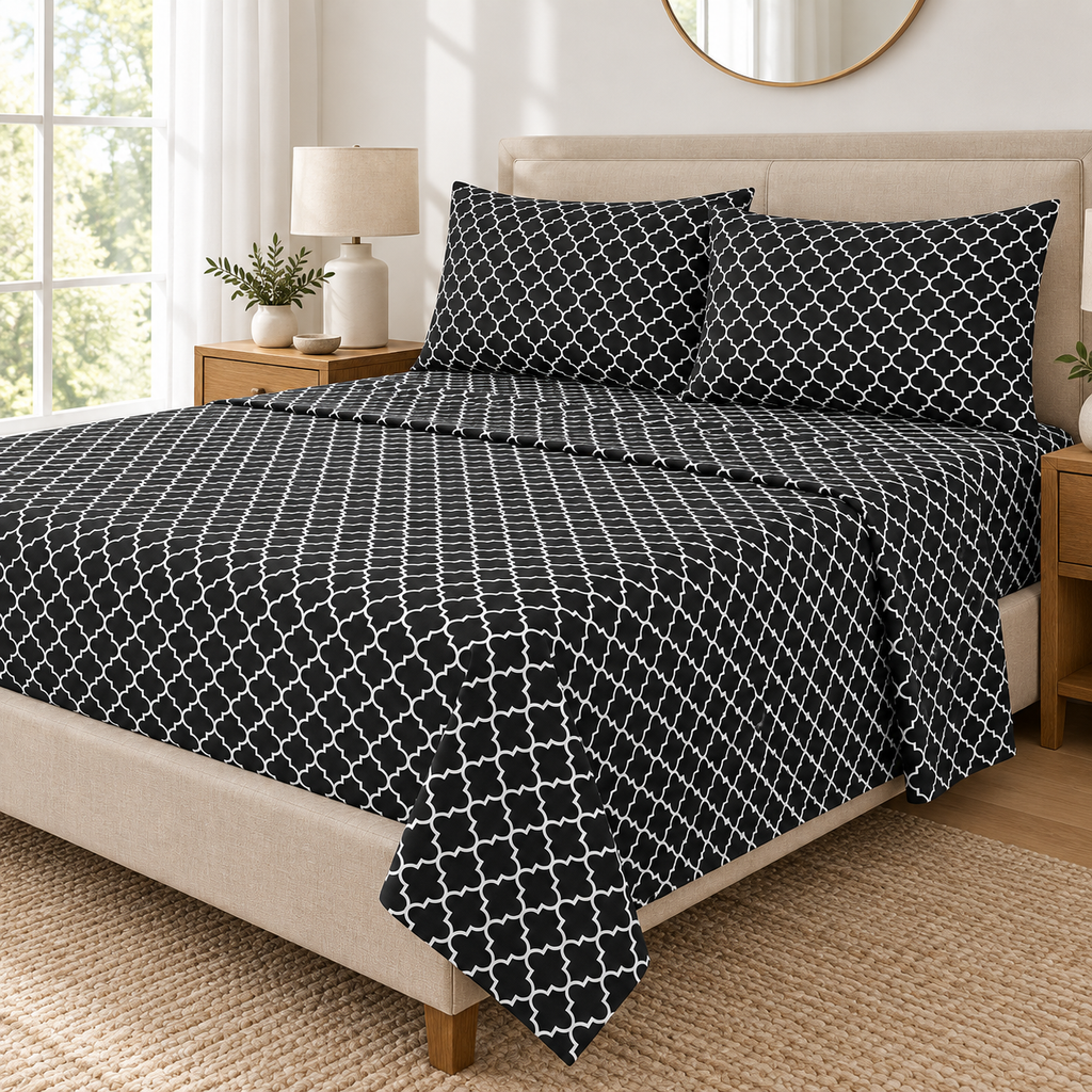 Black Trellis Bedsheet Set