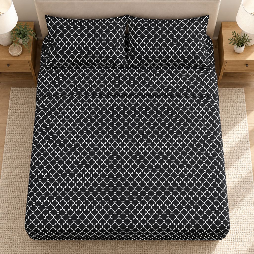Black Trellis Bedsheet Set