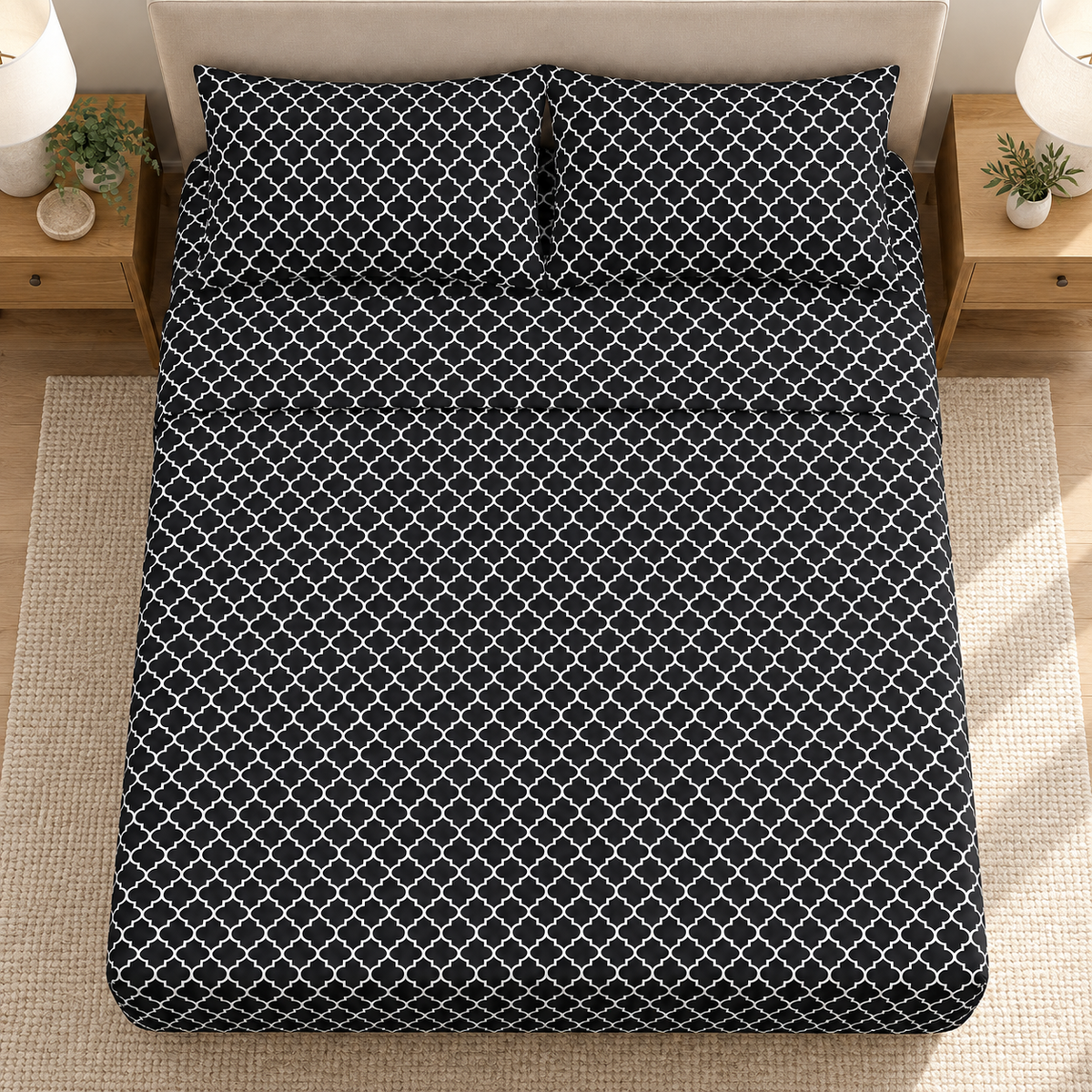 Black Trellis Bedsheet Set