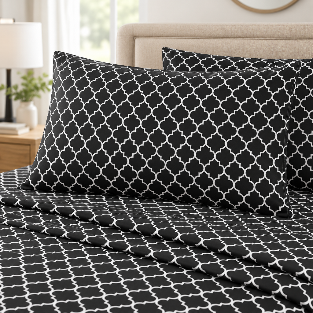 Black Trellis Bedsheet Set