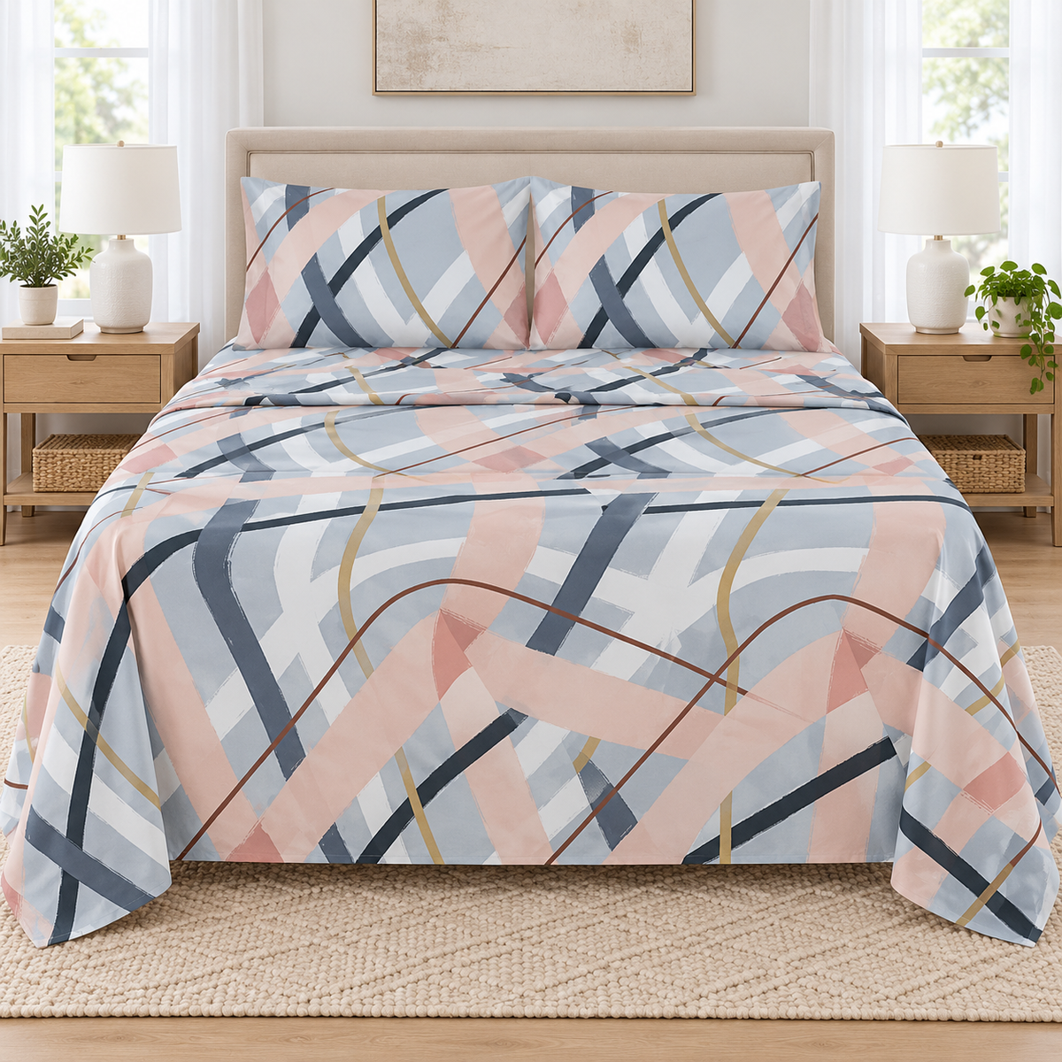 Blush Abstract Bedsheet Set