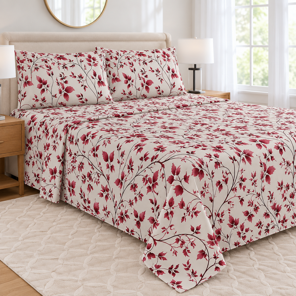 Burgundy Vine Bedsheet Set