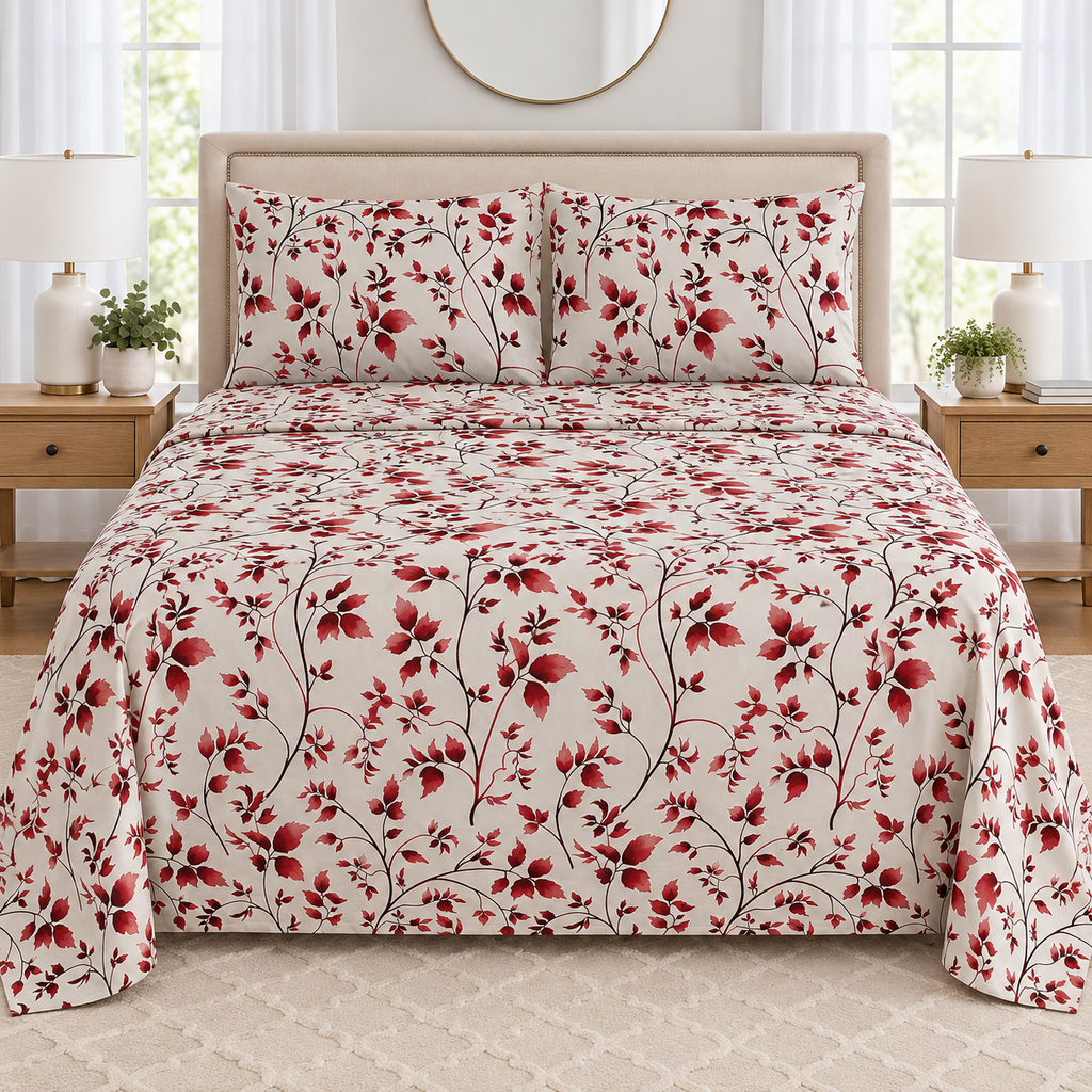 Burgundy Vine Bedsheet Set