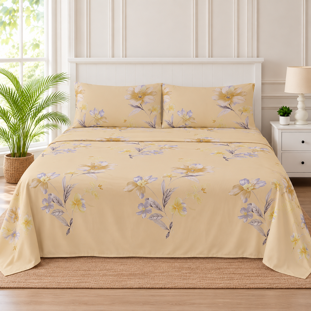 Buttercream Bloom King Bedsheet Set