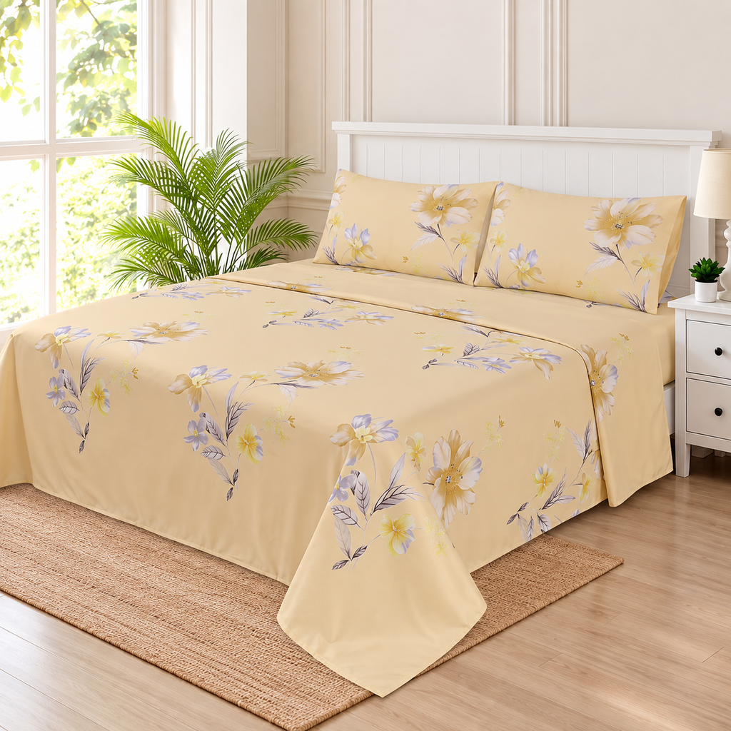 Buttercream Bloom King Bedsheet Set