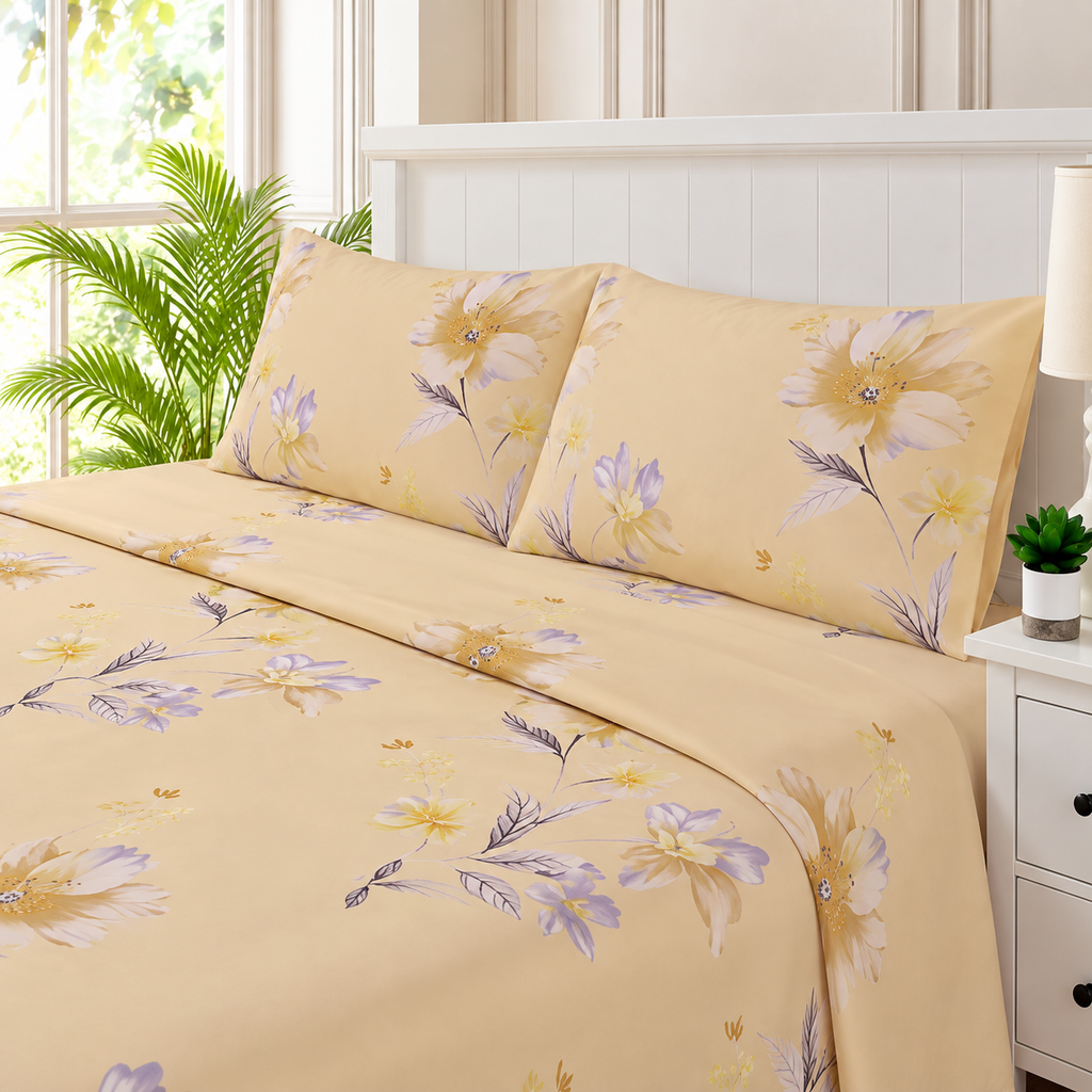 Buttercream Bloom King Bedsheet Set