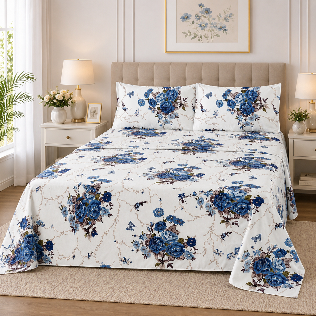Khawab Home Garden Bloom 4-Piece Printed Sheet Set