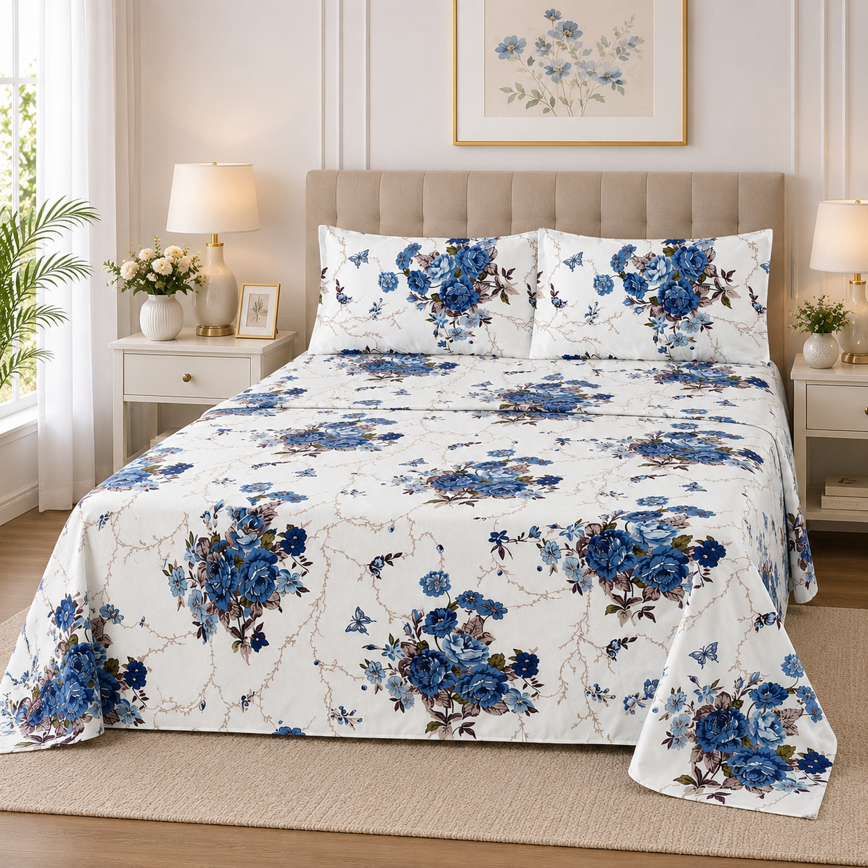 Khawab Home Garden Bloom 4-Piece Printed Sheet Set