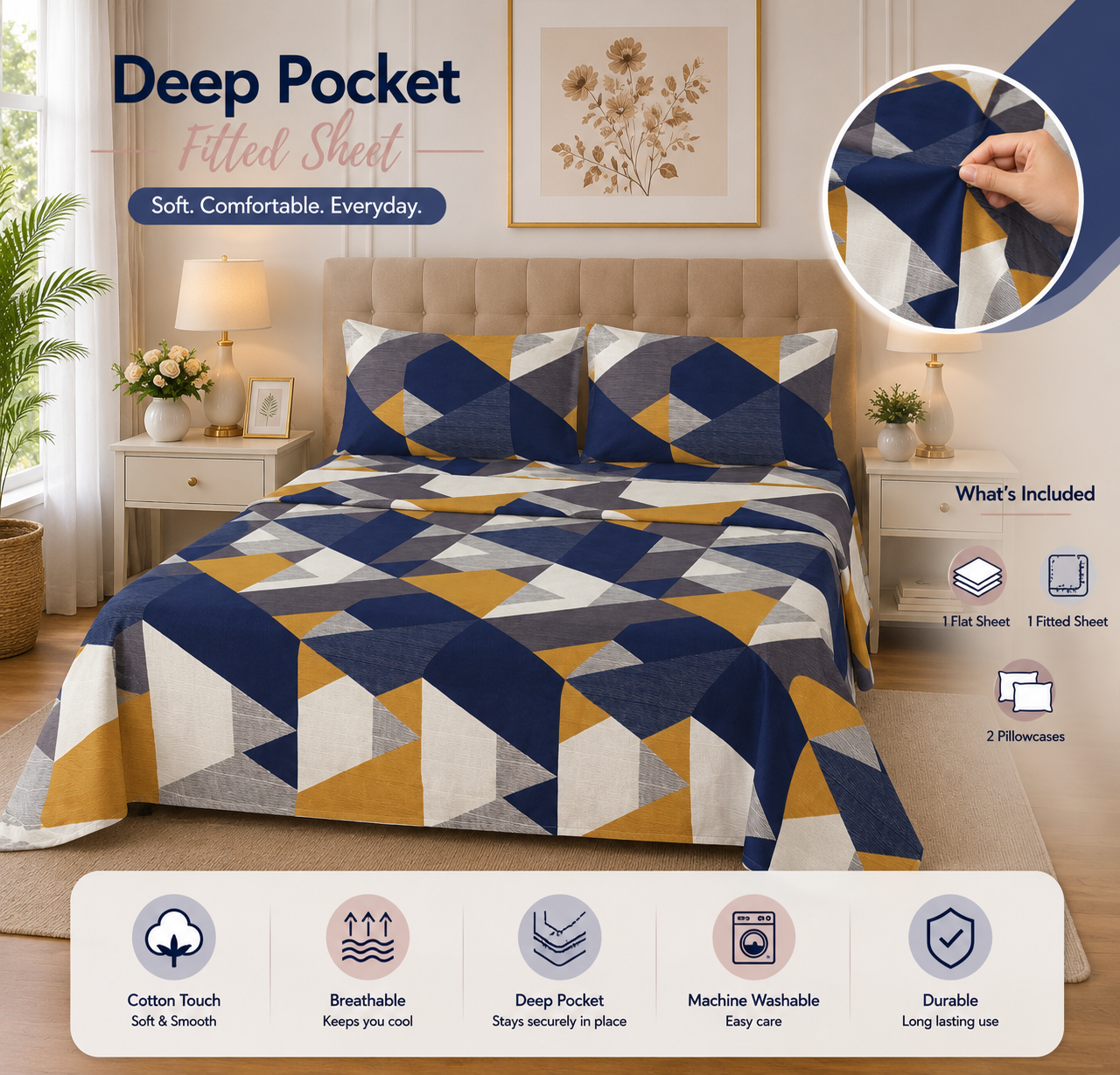 Khawab Home Prism 4-Piece Printed Sheet Set