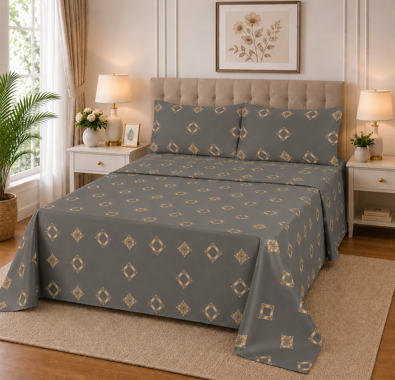 Khawab Home Heritage Medallion 4-Piece Printed Sheet Set