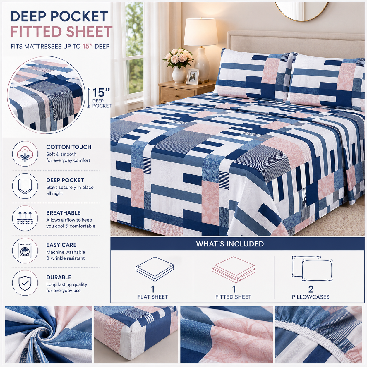 Khawab Home Mosaic 4-Piece Printed Sheet Set