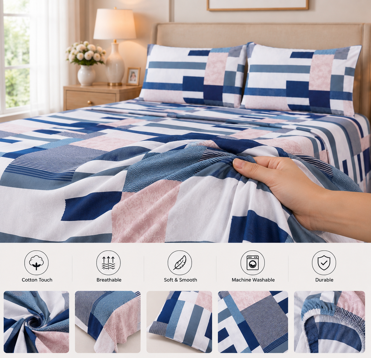 Khawab Home Mosaic 4-Piece Printed Sheet Set