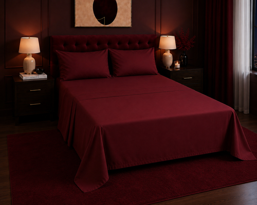 Khawab Home 4 PCS Burgundy Sheet Set