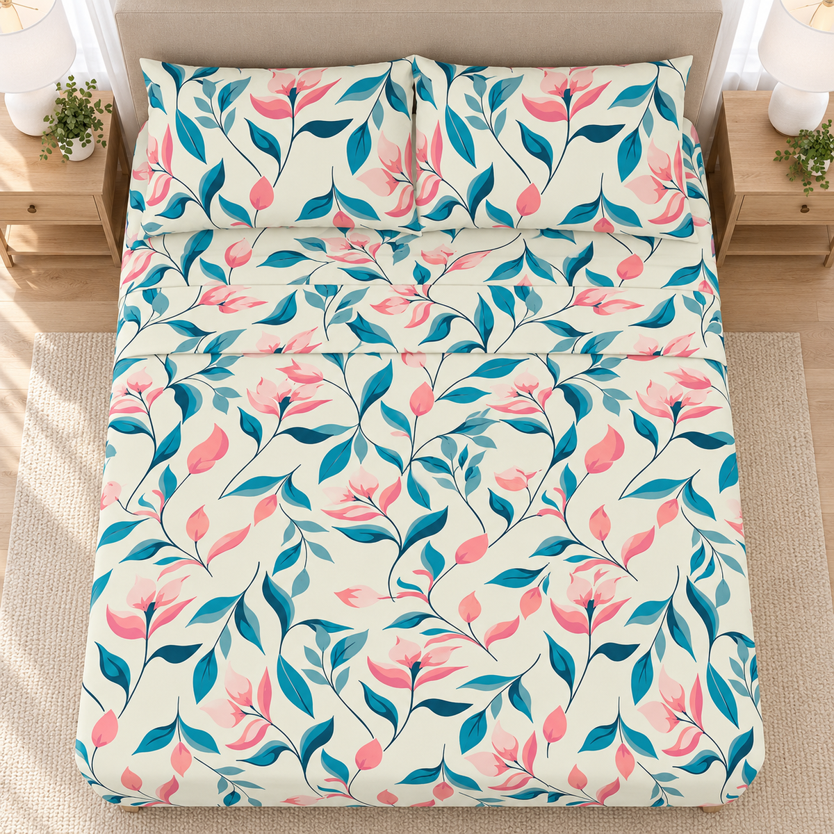 Ivory Blossom Bedsheet Set
