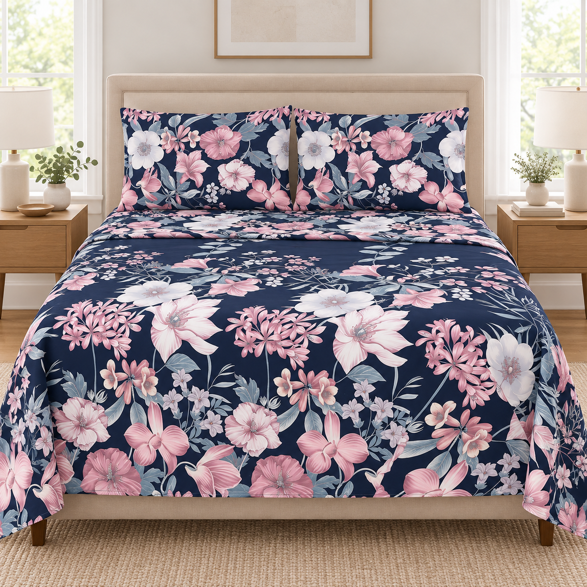 Midnight Bloom Bedsheet Set