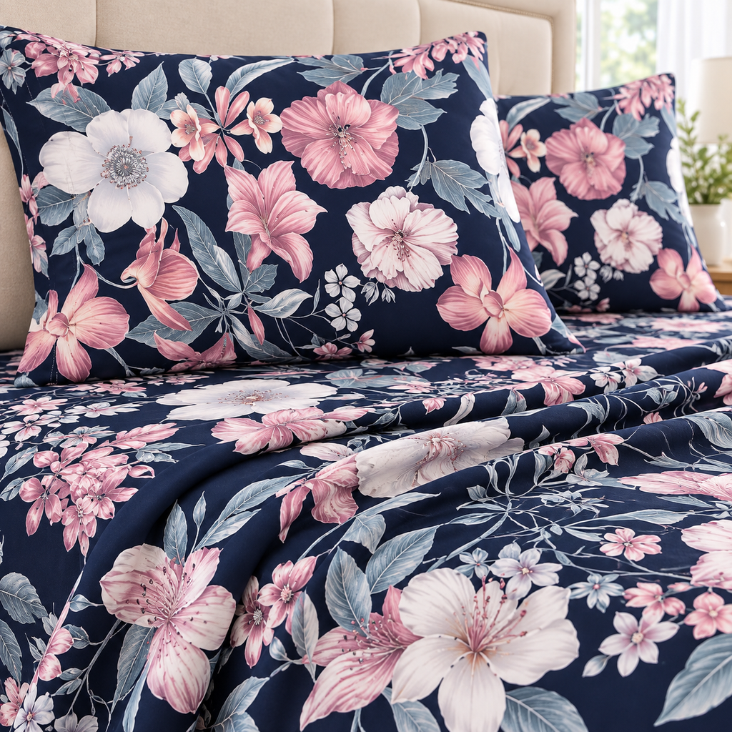 Midnight Bloom Bedsheet Set