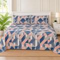 Navy Blush Geometric King Bedsheet Set