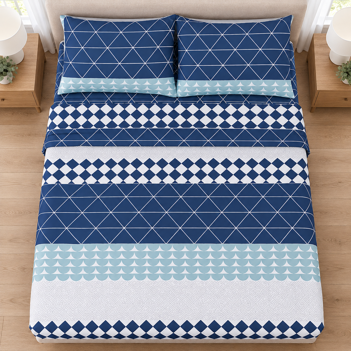 Navy Geo Bedsheet Set