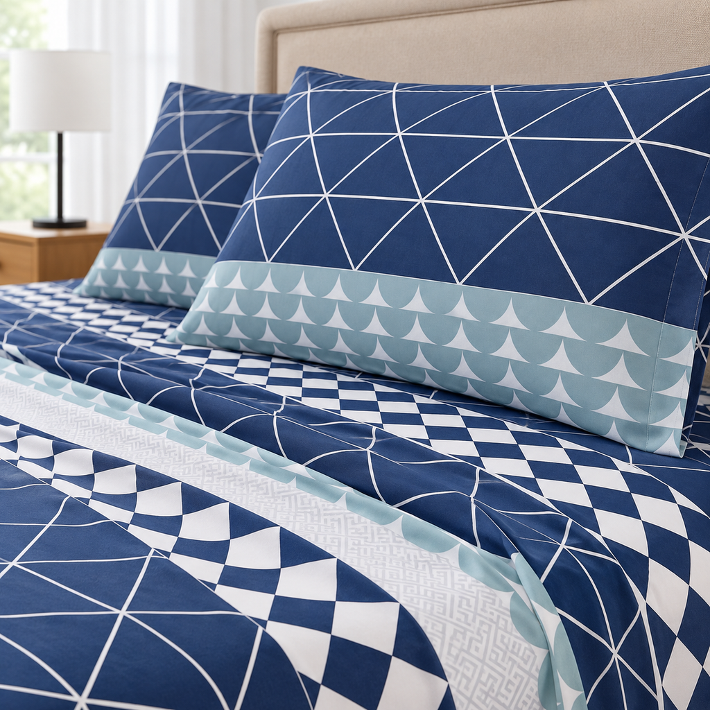 Navy Geo Bedsheet Set