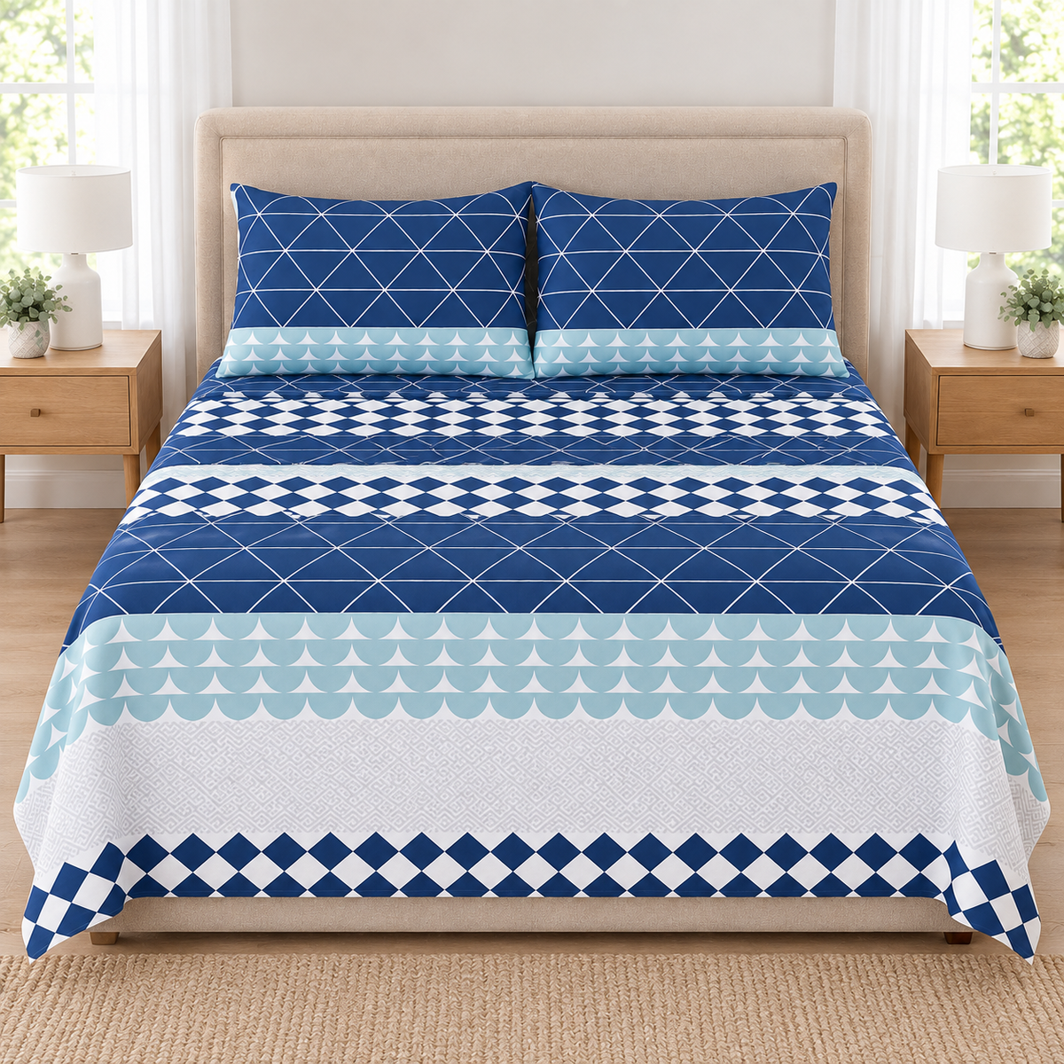 Navy Geo Bedsheet Set