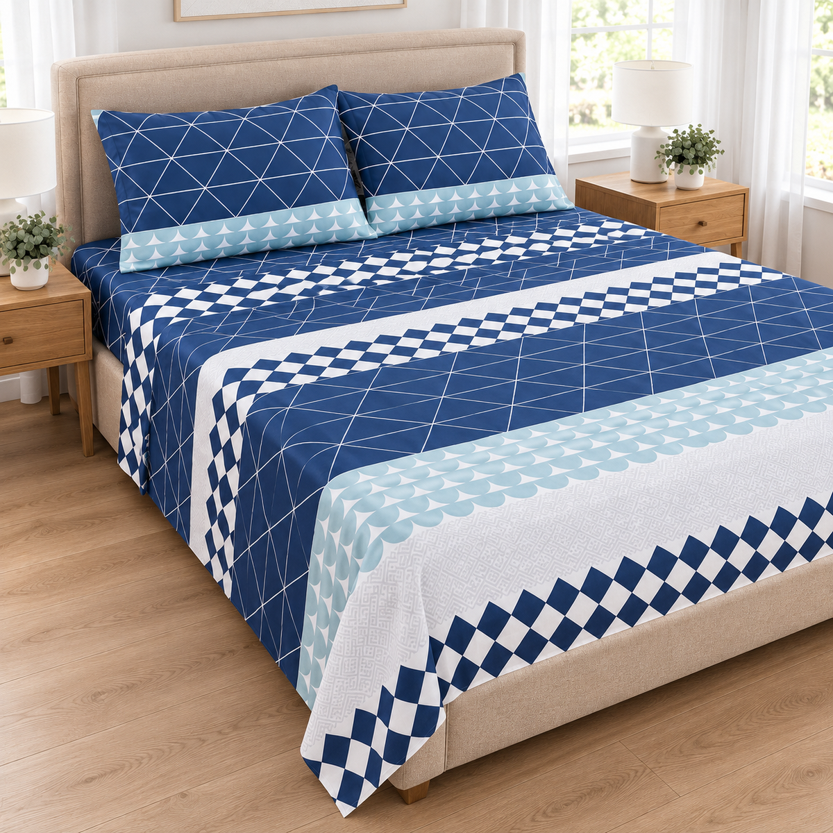 Navy Geo Bedsheet Set