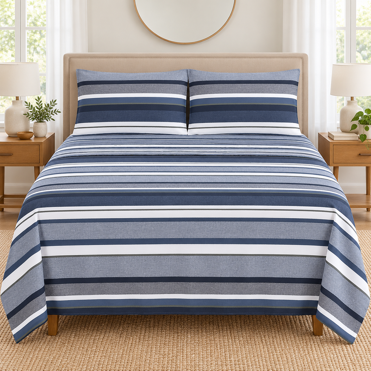 Navy Stripe Bedsheet Set