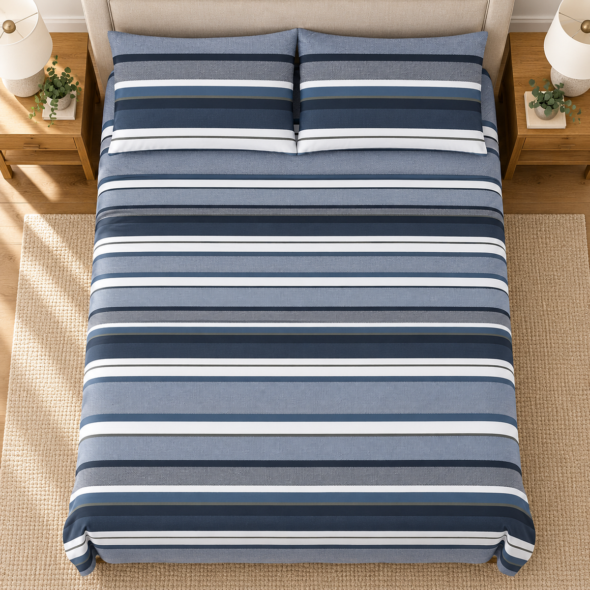 Navy Stripe Bedsheet Set
