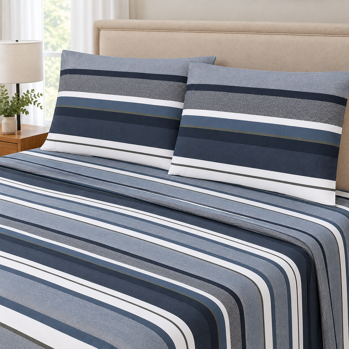 Navy Stripe Bedsheet Set