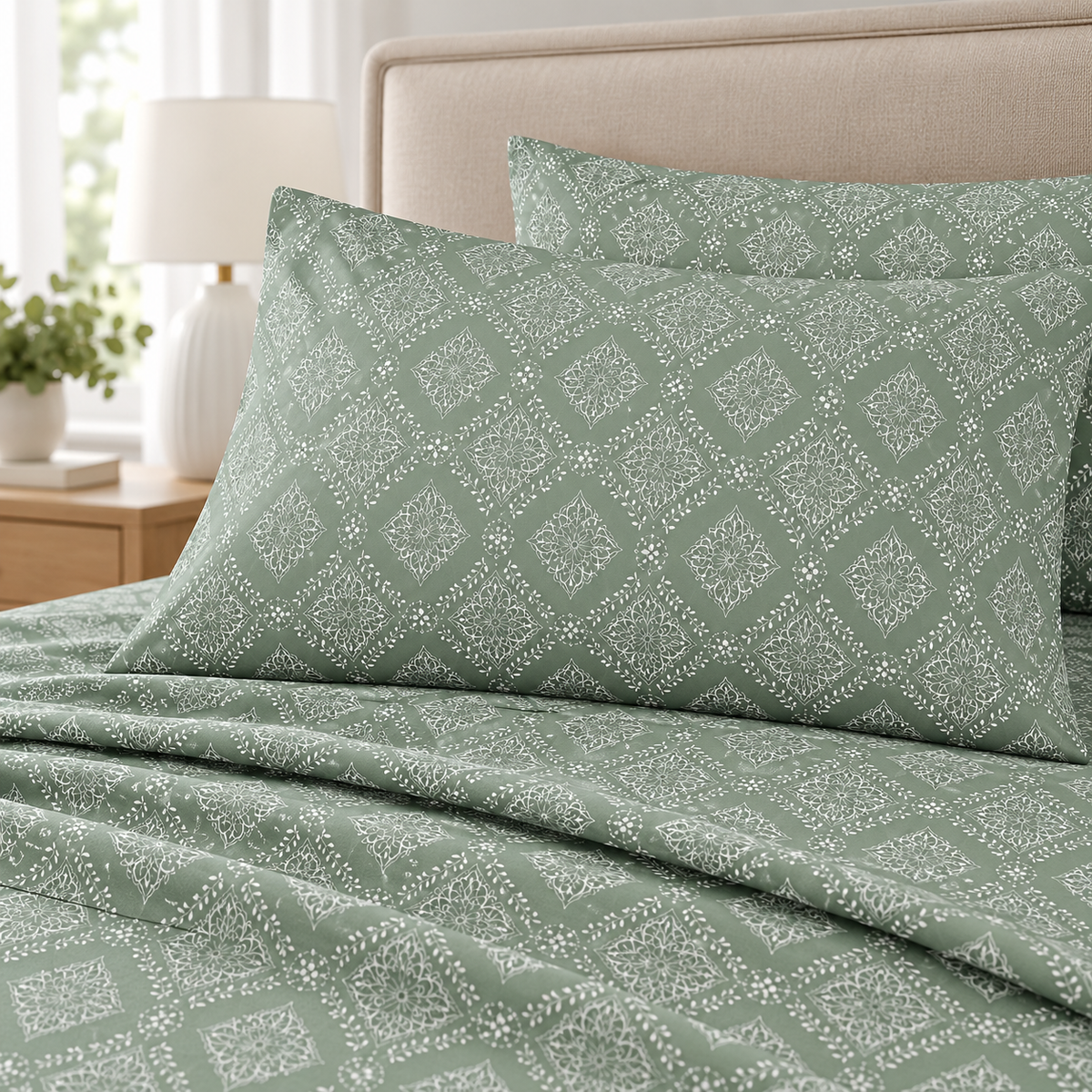 Sage Medallion Bedsheet Set