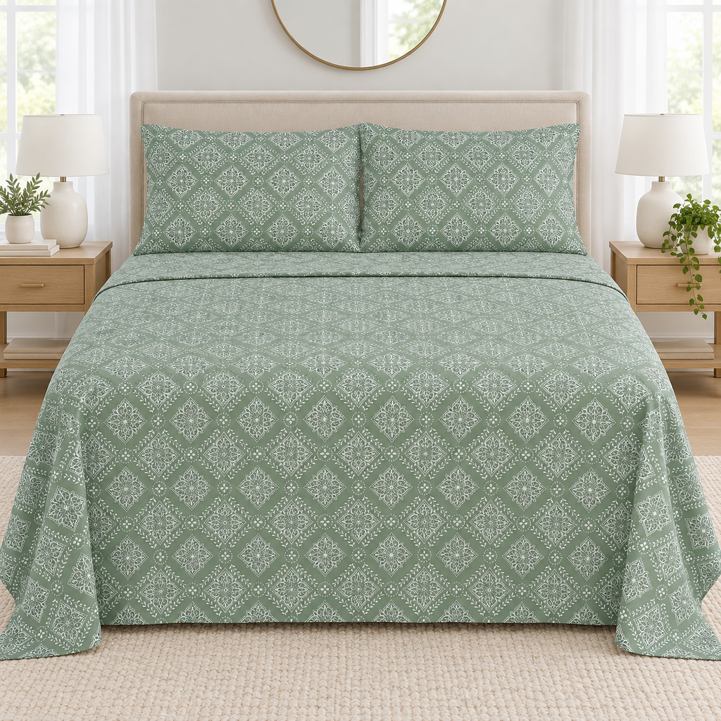 Sage Medallion Bedsheet Set