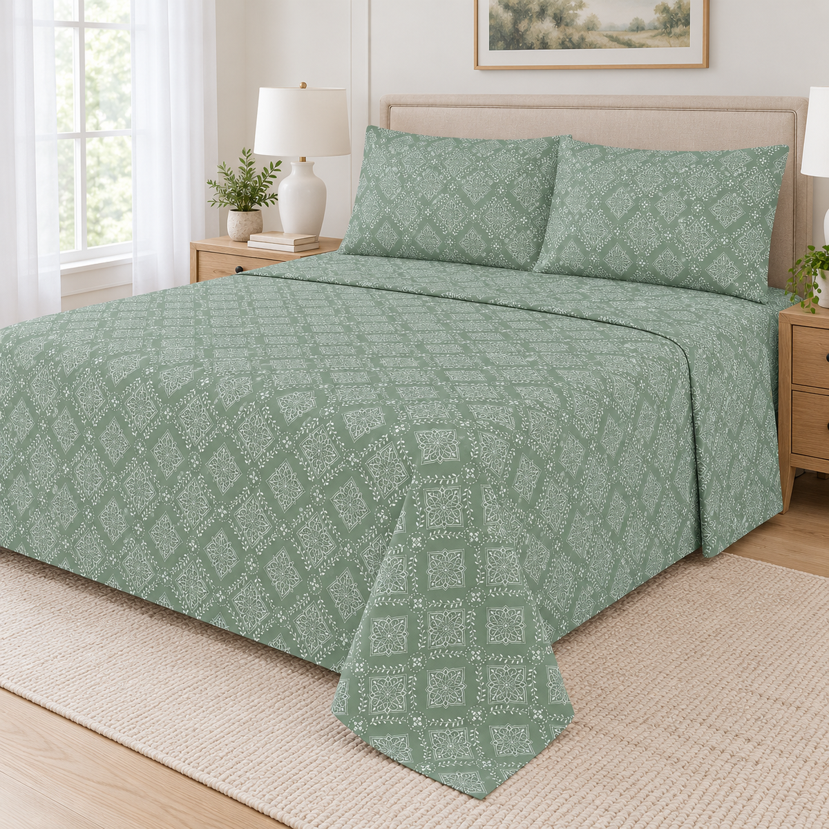 Sage Medallion Bedsheet Set