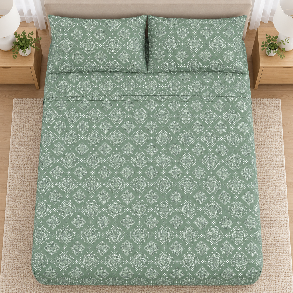 Sage Medallion Bedsheet Set