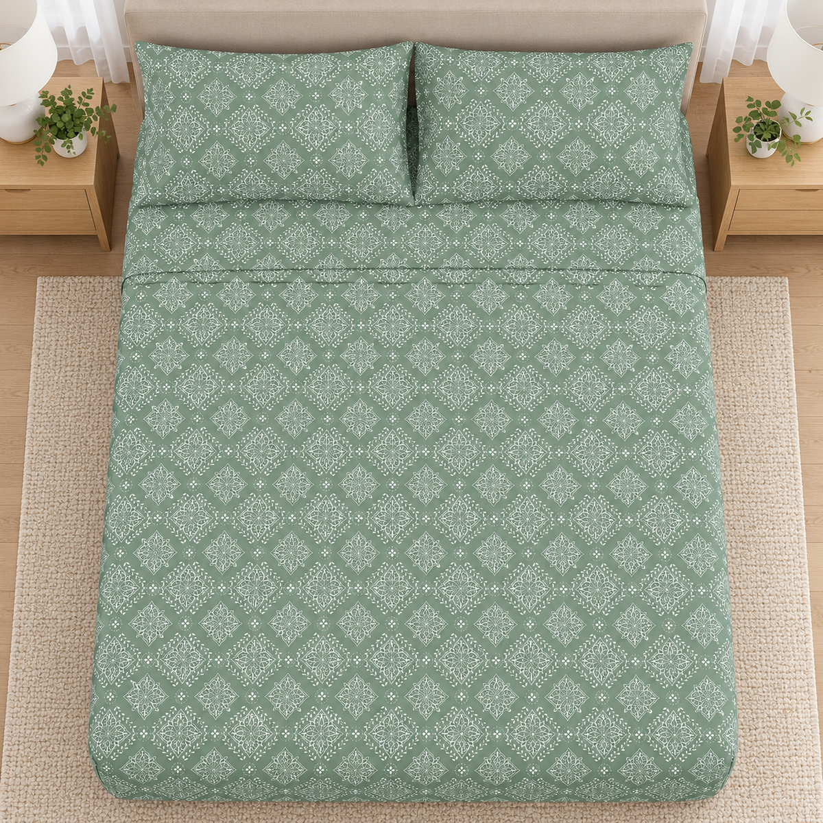 Sage Medallion Bedsheet Set