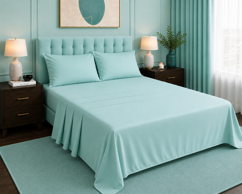 Khawab Home 4 PCS Aqua Mint Sheet Set
