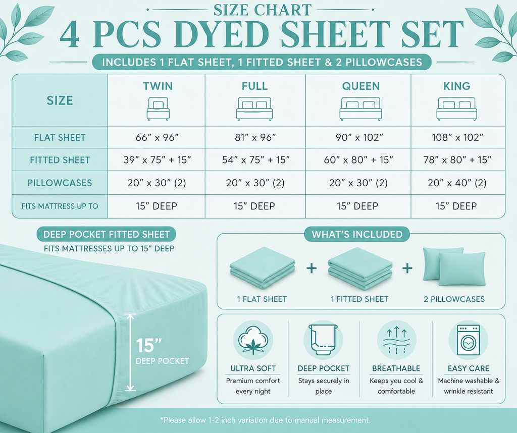 Khawab Home 4 PCS Aqua Mint Sheet Set