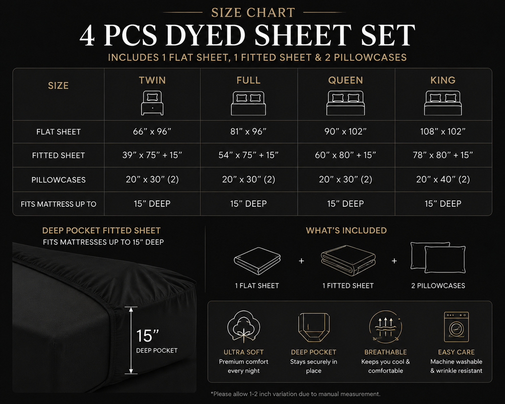 Khawab Home 4 PCS Black Sheet Set