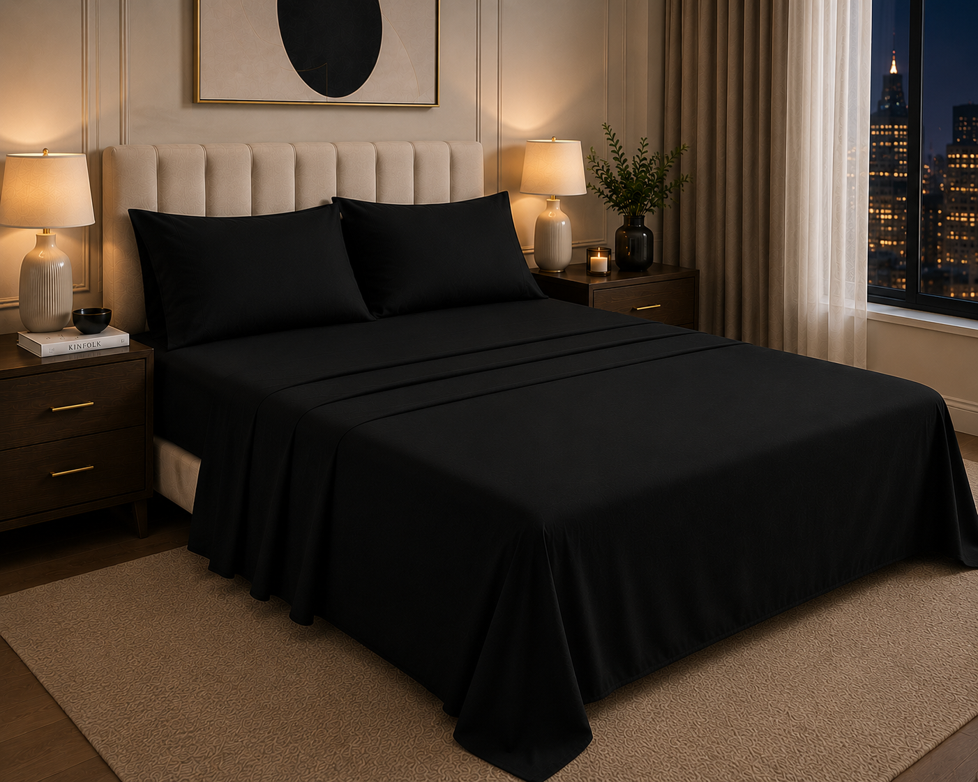 Khawab Home 4 PCS Black Sheet Set