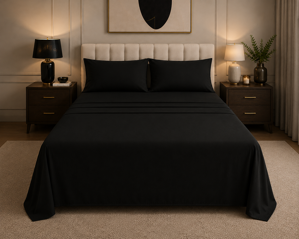 Khawab Home 4 PCS Black Sheet Set