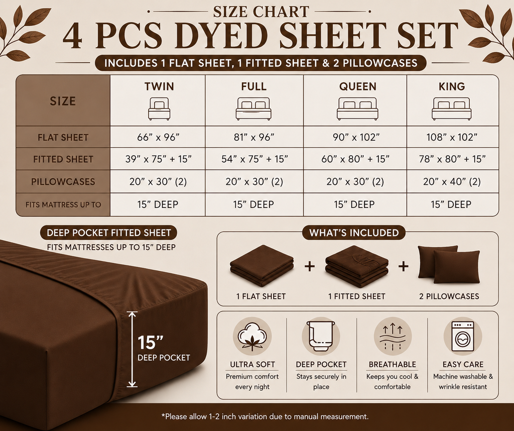 Khawab Home 4 PCS Chocolate Sheet Set