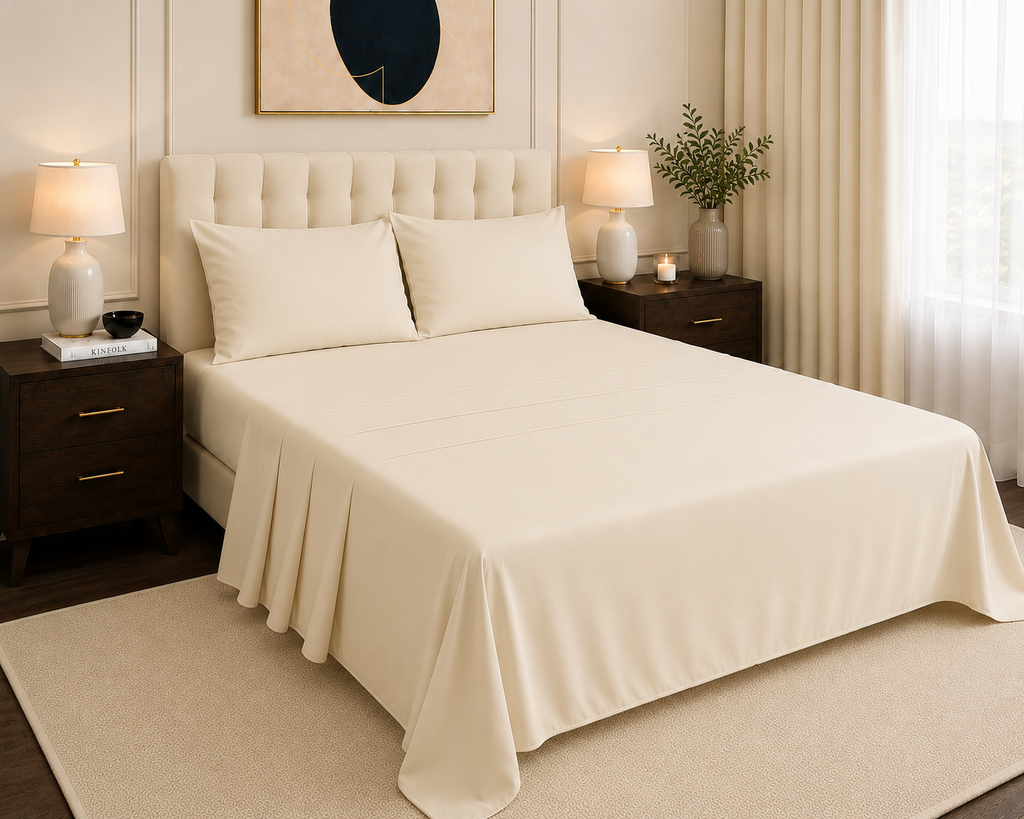 Khawab Home 4 PCS Cream Ivory Sheet Set