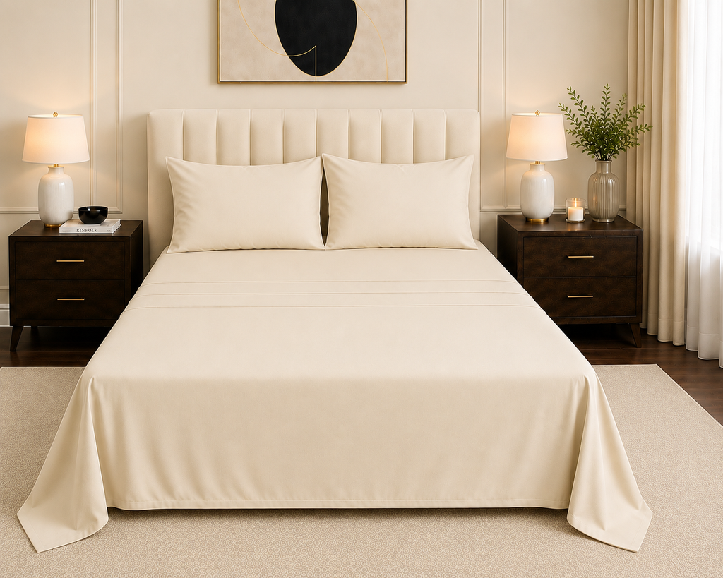 Khawab Home 4 PCS Cream Ivory Sheet Set