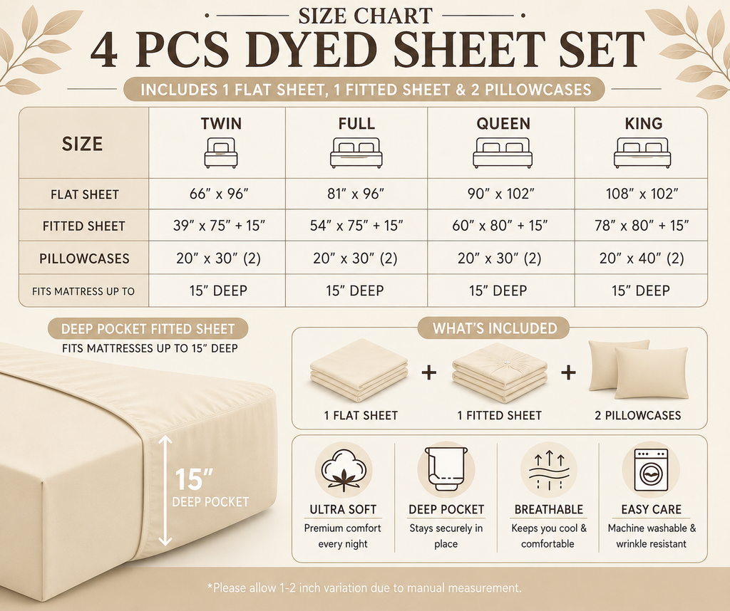 Khawab Home 4 PCS Cream Ivory Sheet Set